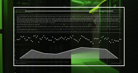 Image of data processing over server room