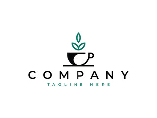 coffee and tea nature green leaf logo design