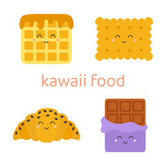 cartoon set of kawaii food characters isolated