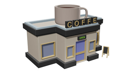 3D Model Illustration of Coffee Shop TO Hang Out With Friends