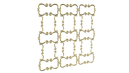 3D Model Illustration of Golden Ornament For Home Decoration