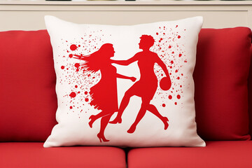 silhouette design of A couples laughter-filled pillow