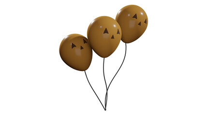 3D Model Illustration of Pumpkin Orange Balloon For Halloween