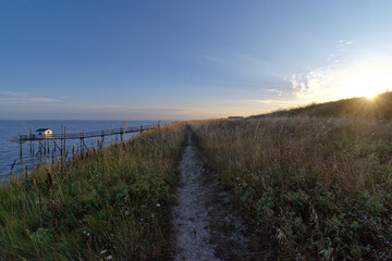 Coastal path of  the Perthuis Breton cliffs in Charente Maritime coast