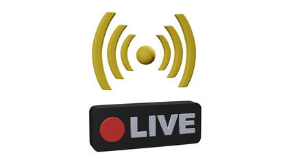 3D Model Illustration of Live Broadcast Icon In 3 Dimension Perspective