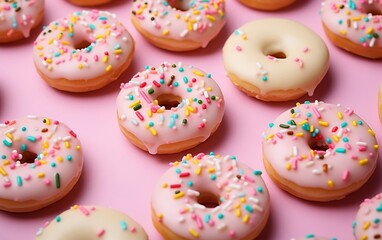 Fototapeta na wymiar Donuts with Colorful Glaze. Generative AI