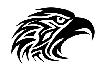 Eagle head in outline stylized style isolated on white background. Vector illustration