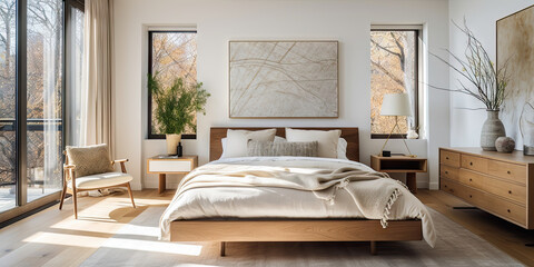 Obraz na płótnie Canvas Comfortable and cozy bedroom with modern design