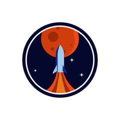 Retro rocket badge illustration © freeject.net