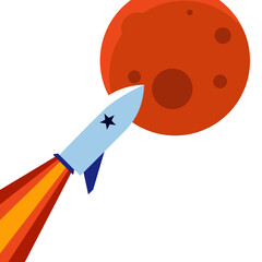 spaceship around the mars planet illustration © freeject.net
