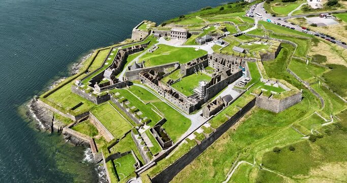 Old Charles Fort next to Bandon riverbanks in Kinsale, Ireland 4k
