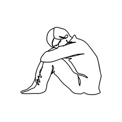 Hand drawing sad people illustration