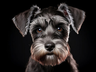 Portrait of a black terrier. Generative AI.