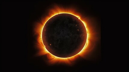 Solar eclipse is an astronomical phenomenon. Realistic illustration of a solar eclipse. The moon covers the sun. Generative ai. - obrazy, fototapety, plakaty