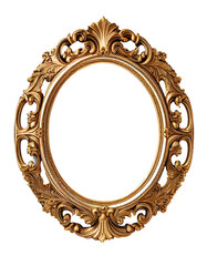 Antique gold picture frame isolated on transparent background