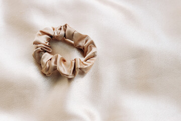 Silk smooth shiny scrunchie for safe hair care