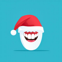 Dentist Merry Christmas and Happy New Year Icon Logo Illustartion On Blue Background.