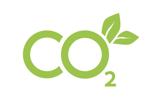 CO2 neutral icon. Carbon gas emission reduction green labels. Ecology, environment, air pollution improvement concept. Flat Vector