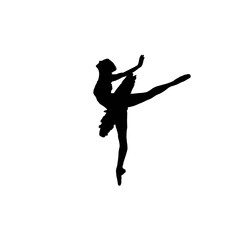 Fototapeta na wymiar Ballerina dancer in action. Ballerina dancer silhouette. Black and white ballerina dancer illustration.