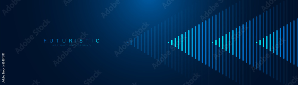 Fototapete abstract glowing arrow lines on dark blue background. modern shiny blue geometric lines design. futu