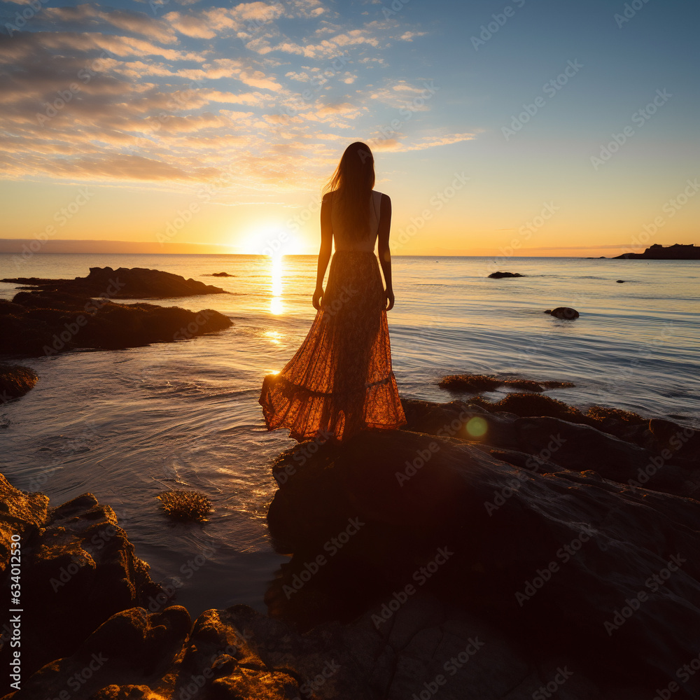 Canvas Prints Sunset and Girl