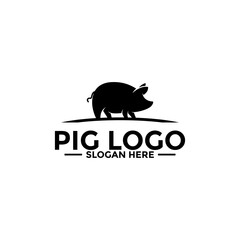 Pig logo icon design template vector,Pork Pig logo design