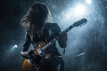 Obraz na płótnie Canvas Electric guitar player with guitar 