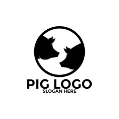 Pig logo icon design template vector,Pork Pig logo design