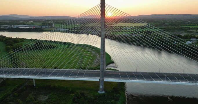 Fantastic bridge over the Suir River against the sunset
