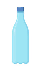 Empty plastic recycled blue water bottle. Vector illustration.