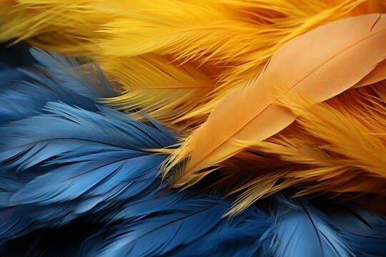 Generative AI, Beautiful light yellow closeup feathers