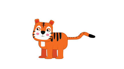 tiger with cute face, tiger, orange, cartoon