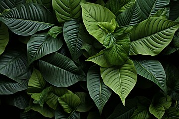 Tropical leaves lay flat, forming a vibrant and serene natural backdrop Generative AI
