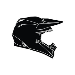 Motocross Helmet Silhouette Vector, Motocross Rally Helmet Side View