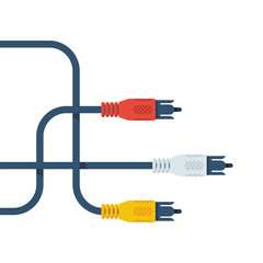 TV cable. Audio-video plugs analog cable. Vector illustration flat design. Isolated on white background.