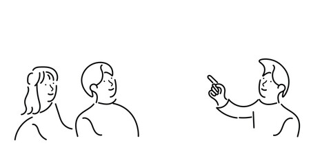 ブレーンストーミングでアイデアを考えるビジネスパーソンのイラスト素材