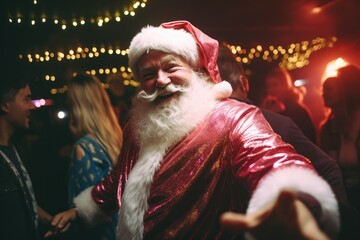 Fototapeta premium A lively Christmas party featuring Santa Claus 