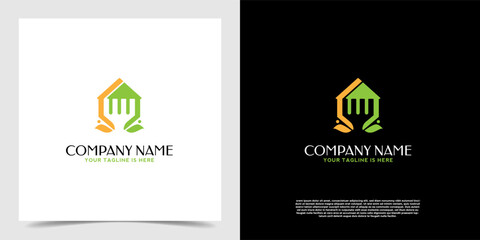 Organic Vegan food restaurant logo icon vector template