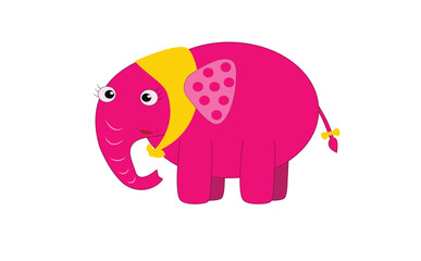 Elephant, cartoon elephant, pink