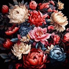 Colorful floral background, generative Ai 