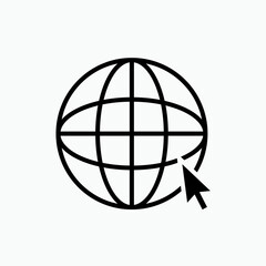 Browser Icon. Globe and Cursor Symbol - Vector.