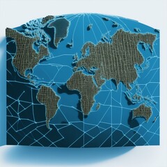 world map connecting dots over map grid on white background illustration