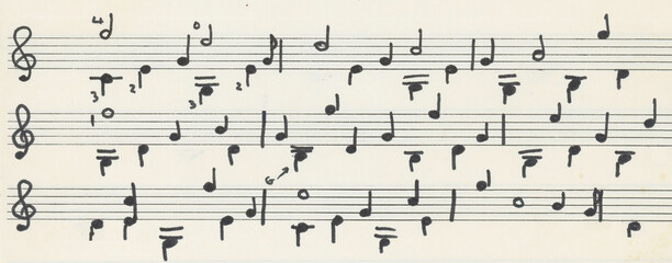 Fototapeta premium Handwritten musical notes. For a musical background or banner.