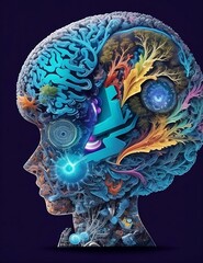 A brain with vivid representation of the ADHD concept

