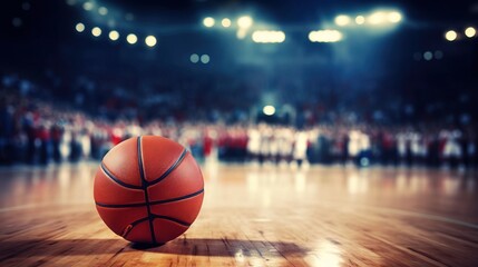 Basketball in the sport arena, blurred background, . Created using Generative AI technology.