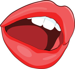 Free vector woman red sexy lips expressing emotions