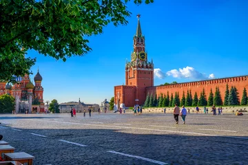 Photo sur Plexiglas Moscou Spasskaya Tower and Red Square in Moscow, Russia. Architecture and landmarks of Moscow.
