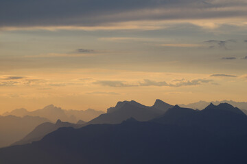 Mountain ranges in the Bernese Oberland seen from Niesen Kulm.
