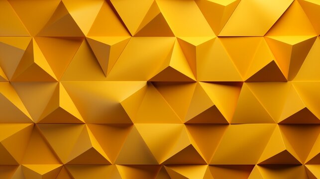 Bright yellow background with triangle pattern.
