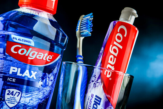 Composition with Colgate toothpaste and toothbrush